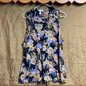 Floral airy button front top
